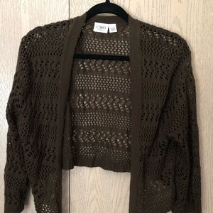 Cato 22W 24W Rich Brown Tie Front Shrug